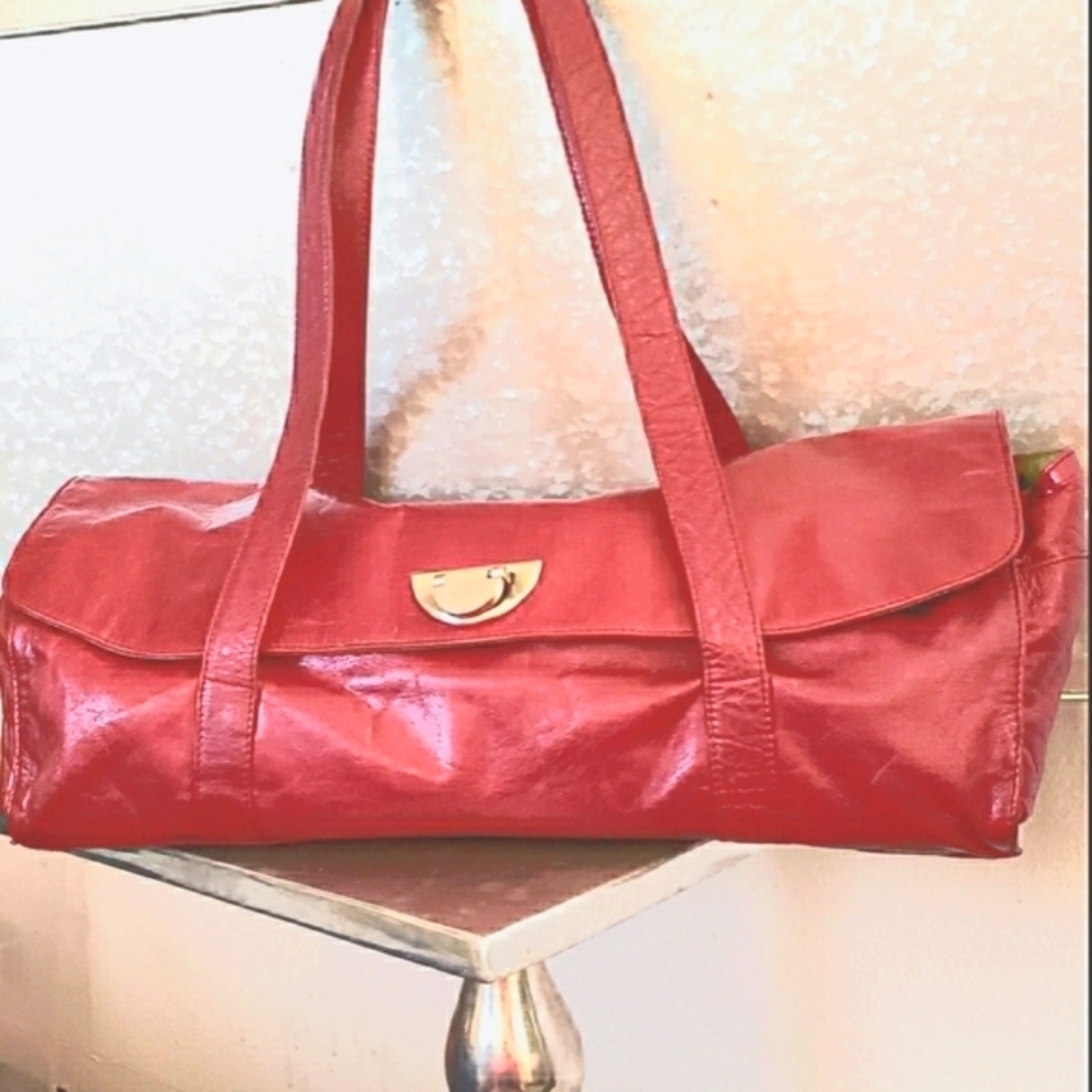 Hobo Crinkled Leather Garnet Satchel/Shoulder Bag
